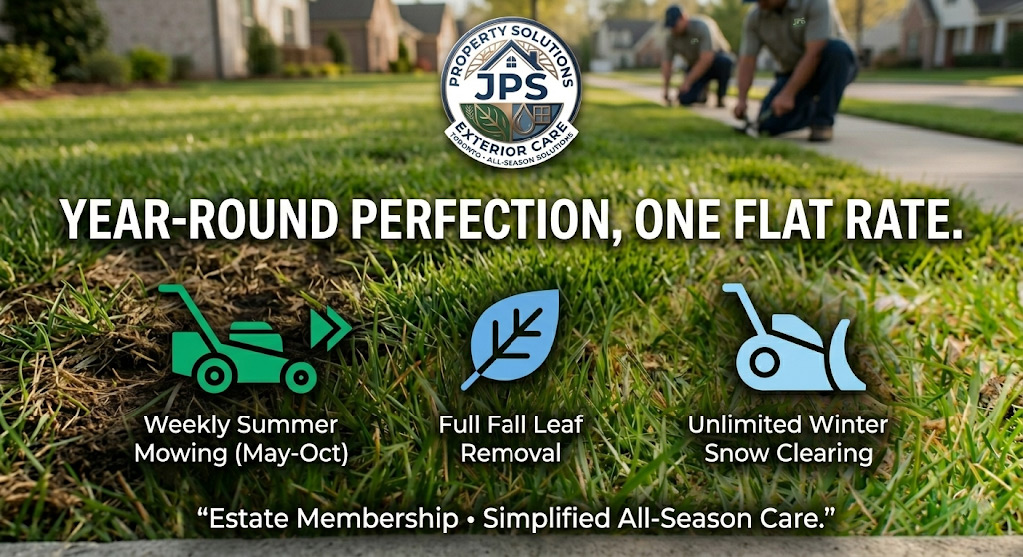 JPS Property Solutions promotional graphic: Summary of benefits included in the comprehensive Estate Membership service plan